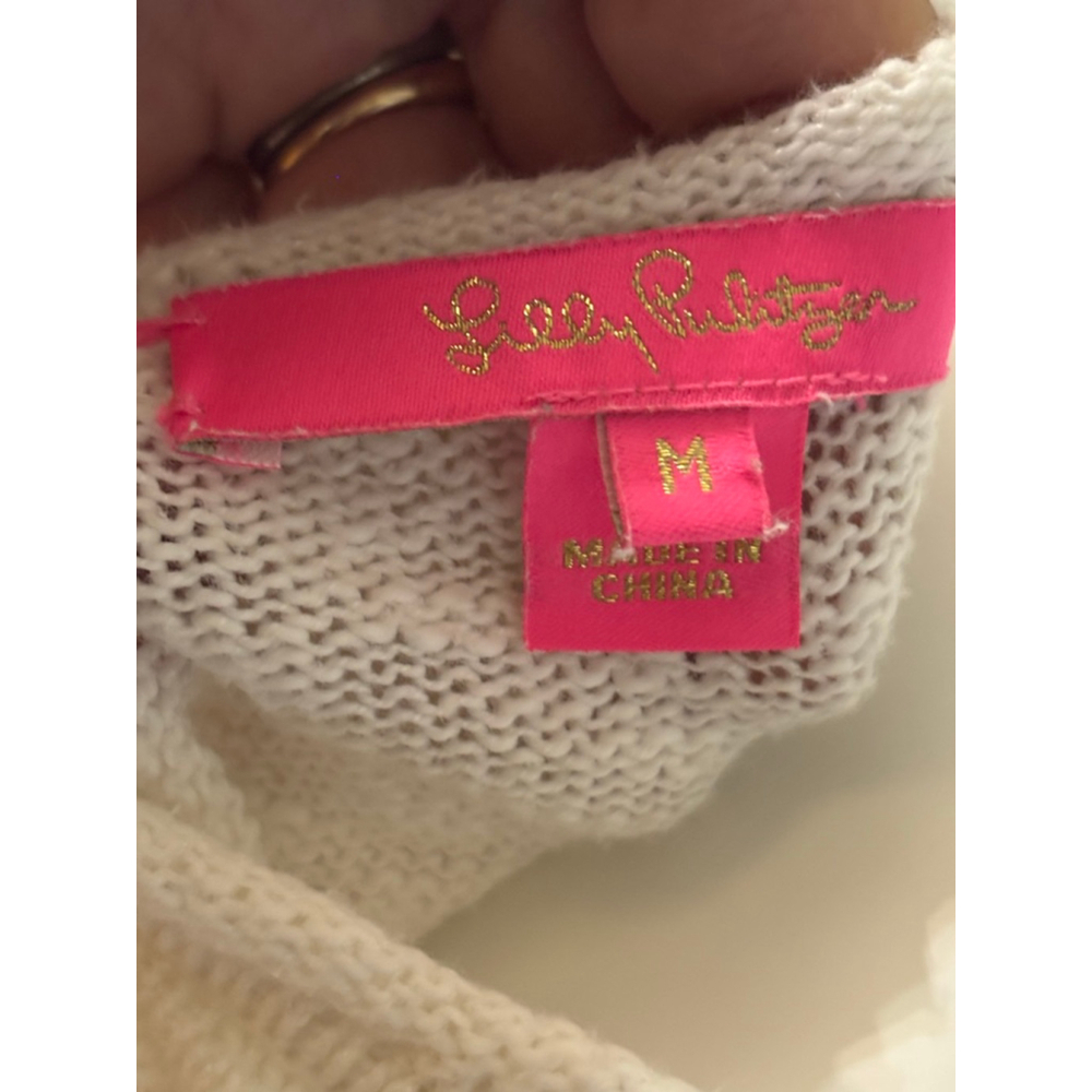 Lilly Pulitzer Cream 'Coffee Beach Repeat' Crew Neck Sweater M - Picture 4 of 6
